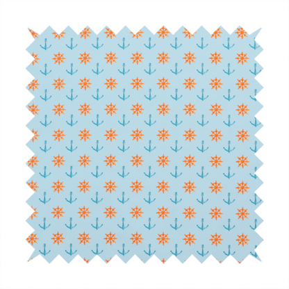 The pattern features a nautical-themed design consisting of alternating rows of ship's steering wheels and small anchors.