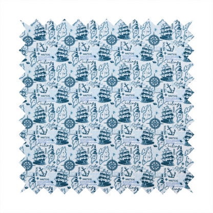 The pattern features a dense nautical collage consisting of sailing ships, maps or landmasses, compass roses, anchors, lighthouses, and cursive typography with words like "Sailing," "Ocean," "Nautical," and "Sailor Spirit."
