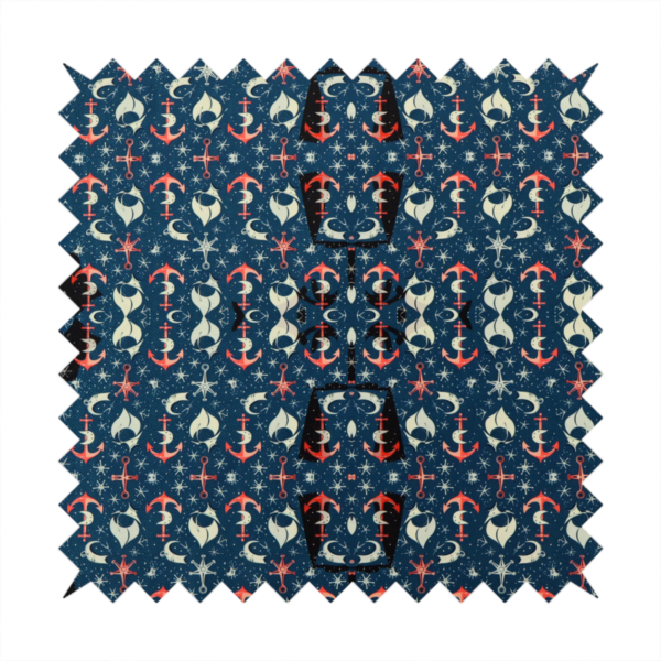 The pattern features an intricate, symmetrical nautical motif including anchors, stars, crescent shapes, and ornamental crests or panels.