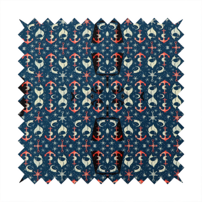 The pattern features an intricate, symmetrical nautical motif including anchors, stars, crescent shapes, and ornamental crests or panels.