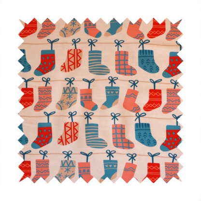 Scandi Knit Stocking Line Christmas Print Upholstery Fabric DP-70