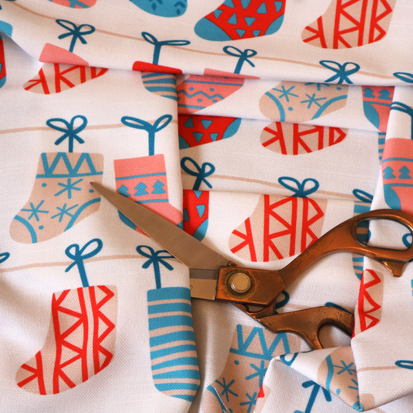 Scandi Knit Stocking Line Christmas Print Upholstery Fabric DP-70