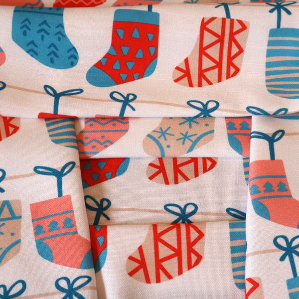 Scandi Knit Stocking Line Christmas Print Upholstery Fabric DP-70