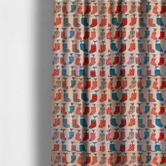 Scandi Knit Stocking Line Christmas Print Upholstery Fabric DP-70 - Made To Measure Curtains