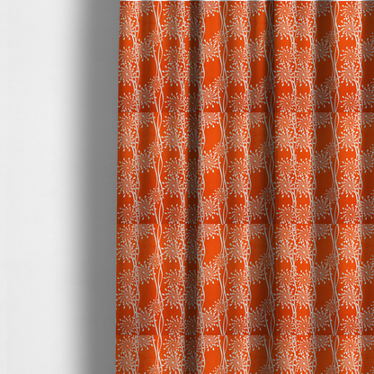 The fabric used to create these made-to-measure curtains is a modern botanical fabric featuring abstract, starburst floral or dandelion motifs paired with vertical wavy lines.