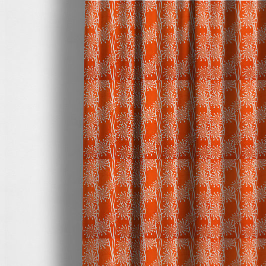 The fabric used to create these made-to-measure curtains is a modern botanical fabric featuring abstract, starburst floral or dandelion motifs paired with vertical wavy lines.