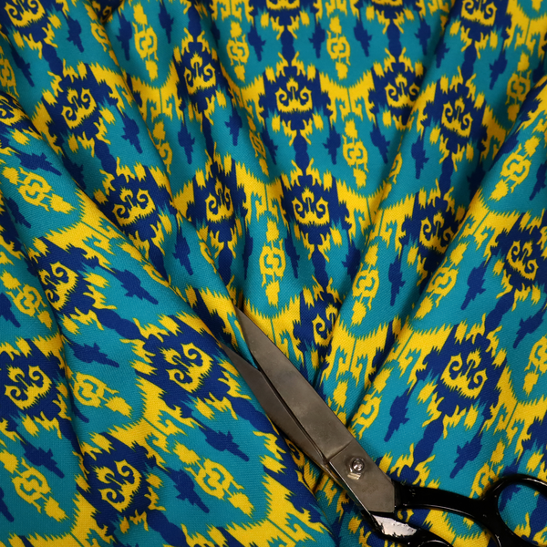 Electric Sapphire and Sunshine Yellow Upholstery Fabric DP-73