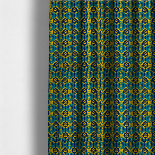 Electric Sapphire and Sunshine Yellow Upholstery Fabric DP-73 - Made To Measure Curtains