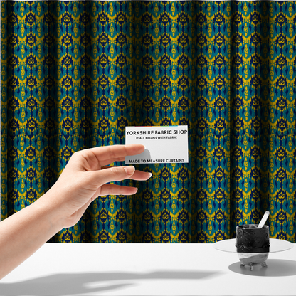 Electric Sapphire and Sunshine Yellow Upholstery Fabric DP-73 - Made To Measure Curtains