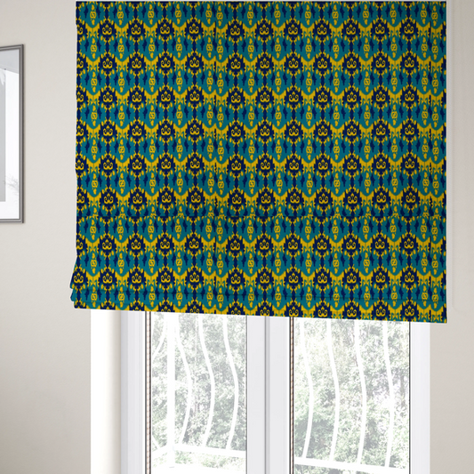 Electric Sapphire and Sunshine Yellow Upholstery Fabric DP-73 - Roman Blinds