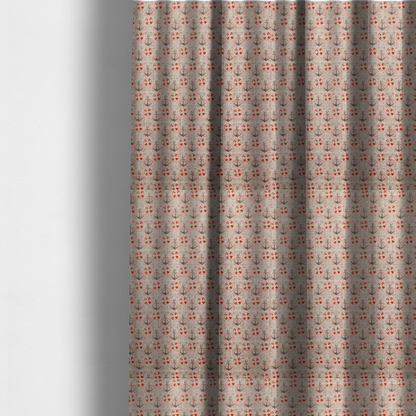 The fabric used to create these made-to-measure curtains is a nautical-themed repeating pattern featuring anchors and life rings over a woven, textured beige background.