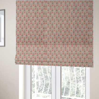 The fabric used to create these Roman blinds is a nautical-themed repeating pattern featuring anchors and life rings over a woven, textured beige background.