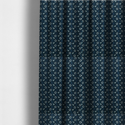 The fabric used to create these made-to-measure curtains is a nautical-themed repeating pattern featuring seagulls, anchors, and life rings set against a dark blue background.