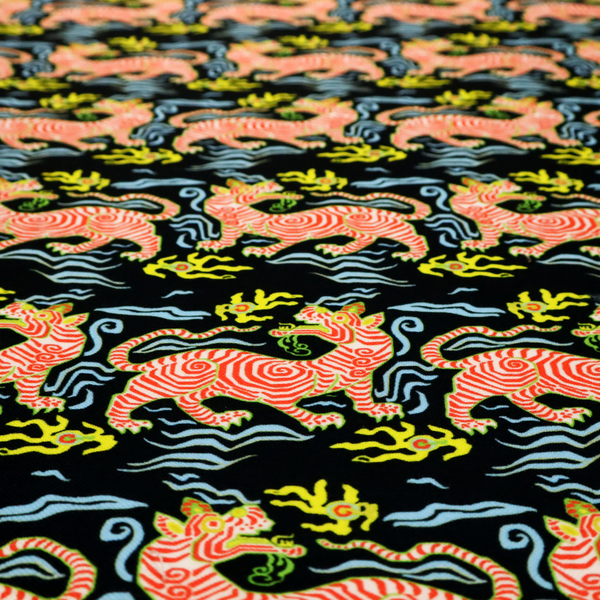 Midnight Coral Celestial Tiger Upholstery Fabric DP-76 - Roman Blinds