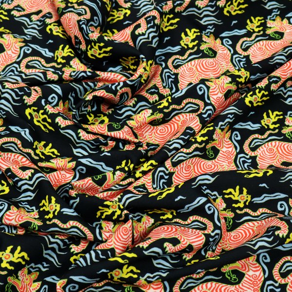 Midnight Coral Celestial Tiger Upholstery Fabric DP-76 - Roman Blinds