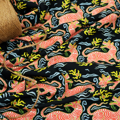 Midnight Coral Celestial Tiger Upholstery Fabric DP-76 - Roman Blinds