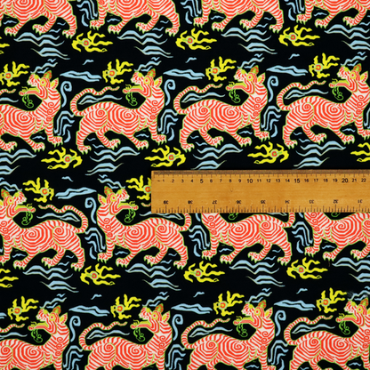 Midnight Coral Celestial Tiger Upholstery Fabric DP-76 - Roman Blinds