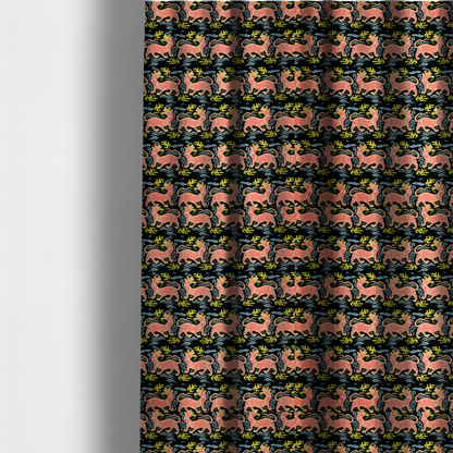 Midnight Coral Celestial Tiger Upholstery Fabric DP-76 - Made To Measure Curtains