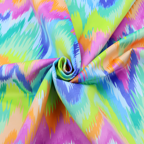 A high-energy neon mix of electric pink, bright lime green, vivid orange, turquoise, light blue, and deep purple.