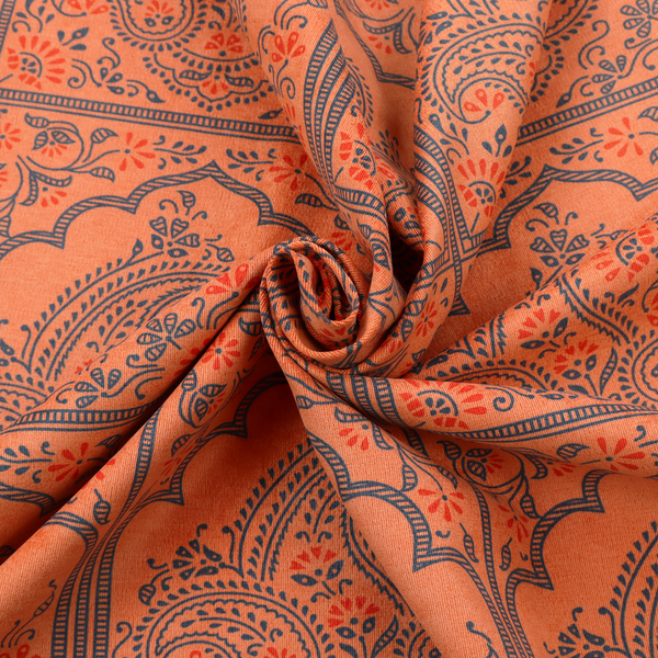 A repeating pattern of arched panels filled with intricate paisley motifs and floral details.