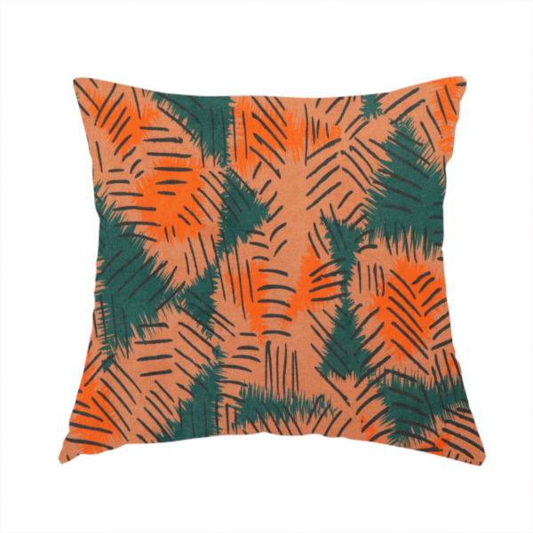 The fabric used to create this handmade cushion is an  abstract, textured textile design featuring rough, hatched brushstroke patterns layered across the surface.