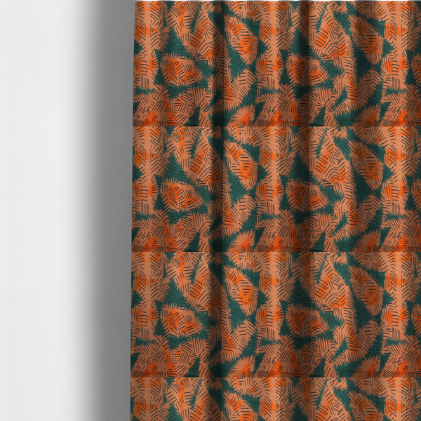 The fabric used to create these made-to-measure curtains is an abstract, textured textile design featuring rough, hatched brushstroke patterns layered across the surface.