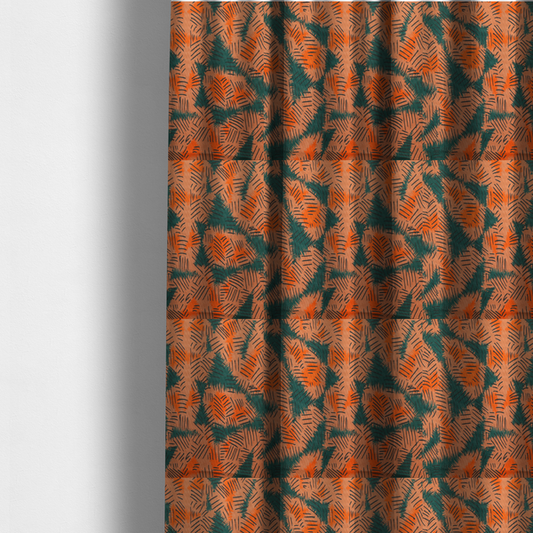 The fabric used to create these made-to-measure curtains is an abstract, textured textile design featuring rough, hatched brushstroke patterns layered across the surface.
