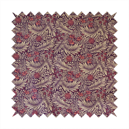 Deep Plum and Cream Foliage Print Upholstery Fabric DP-88