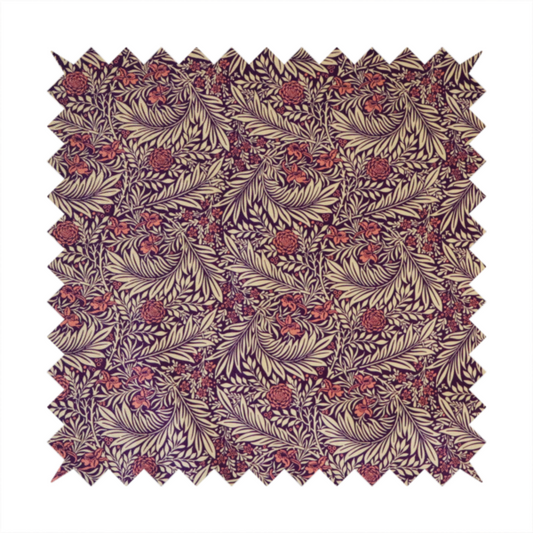 Deep Plum and Cream Foliage Print Upholstery Fabric DP-88