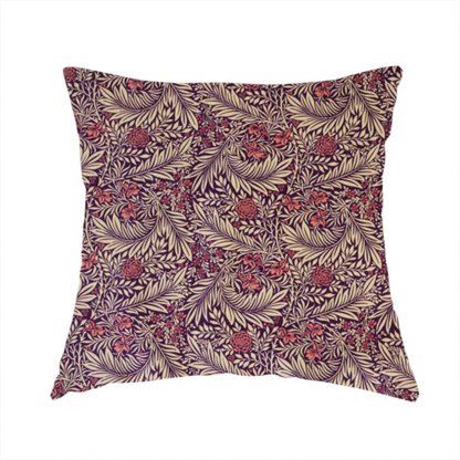 Deep Plum and Cream Foliage Print Upholstery Fabric DP-88 - Handmade Cushions