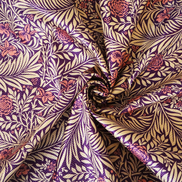 Deep Plum and Cream Foliage Print Upholstery Fabric DP-88