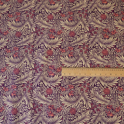 Deep Plum and Cream Foliage Print Upholstery Fabric DP-88