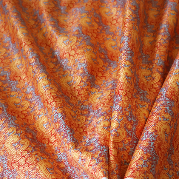 Marigold and Slate Swirl Print Upholstery Fabric DP-89