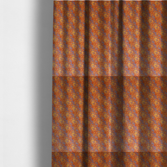 Marigold and Slate Swirl Print Upholstery Fabric DP-89 - Made To Measure Curtains