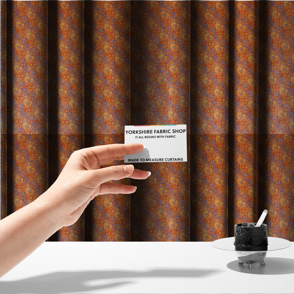 Marigold and Slate Swirl Print Upholstery Fabric DP-89 - Made To Measure Curtains