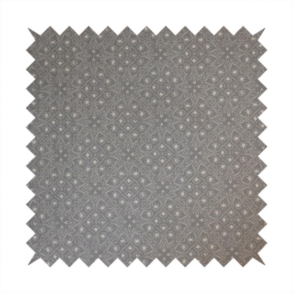 Grey Geometric Medallion Tile Print Upholstery Fabric DP-90 - Made To Measure Curtains