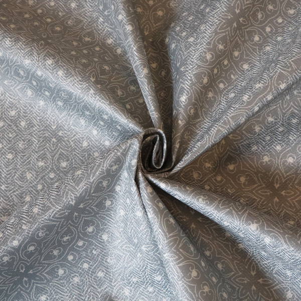 Grey Geometric Medallion Tile Print Upholstery Fabric DP-90 - Made To Measure Curtains