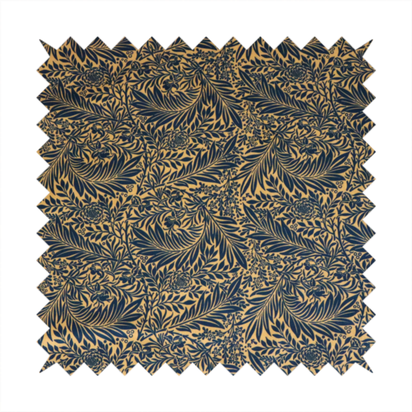 Prussian Blue Floral Damask Print Upholstery Fabric DP-91