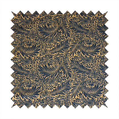 Prussian Blue Floral Damask Print Upholstery Fabric DP-91