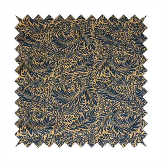 Prussian Blue Floral Damask Print Upholstery Fabric DP-91