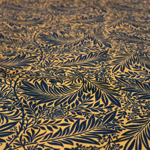 Prussian Blue Floral Damask Print Upholstery Fabric DP-91