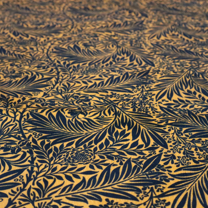 Prussian Blue Floral Damask Print Upholstery Fabric DP-91