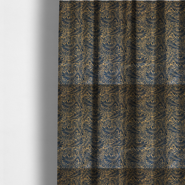 Prussian Blue Floral Damask Print Upholstery Fabric DP-91 - Made To Measure Curtains