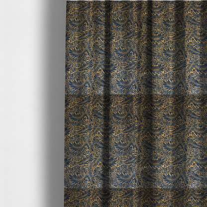 Prussian Blue Floral Damask Print Upholstery Fabric DP-91 - Made To Measure Curtains