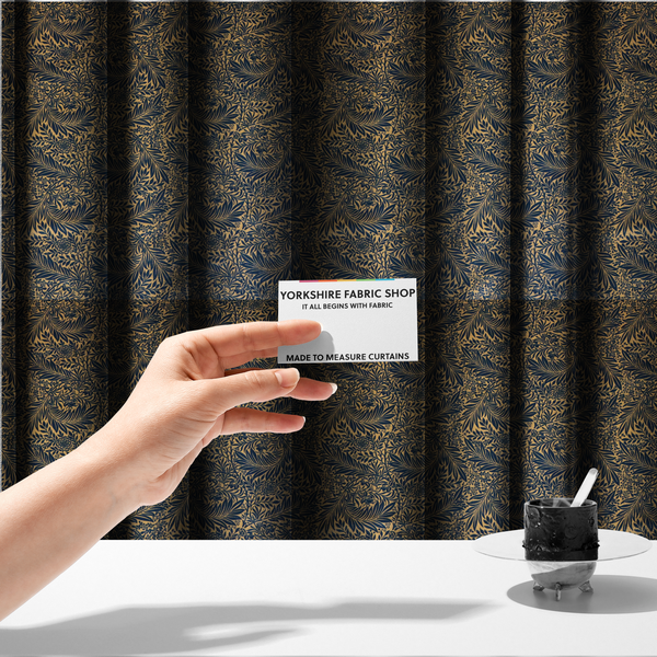 Prussian Blue Floral Damask Print Upholstery Fabric DP-91 - Made To Measure Curtains