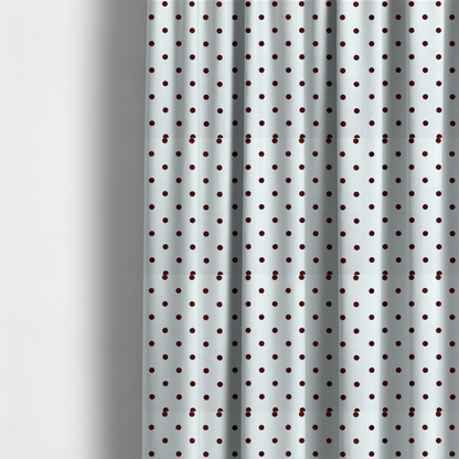 The fabric used to create these made-to-measure curtains is a white and brown fabric featuring a classic polka dot pattern with evenly spaced dark dots set against a clean white background.   
PNG