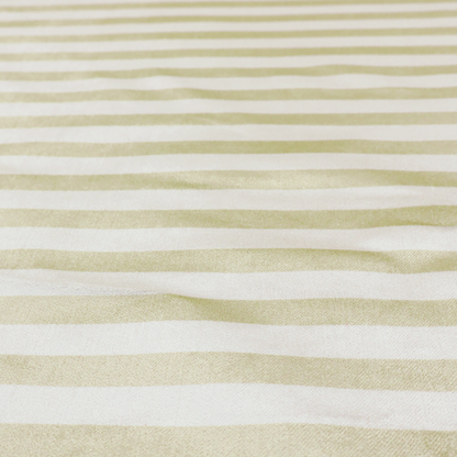 Horizontal beige and white striped fabric pattern.