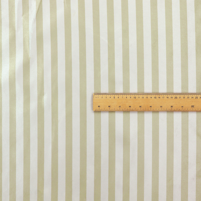 Horizontal beige and white striped fabric pattern.