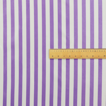 Horizontal purple and white striped fabric pattern.