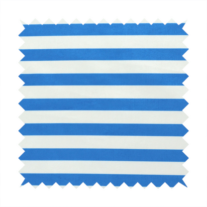 Horizontal blue and white striped fabric pattern.